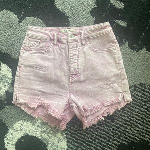 Free People CRVY pink distressed Jean shorts size 26